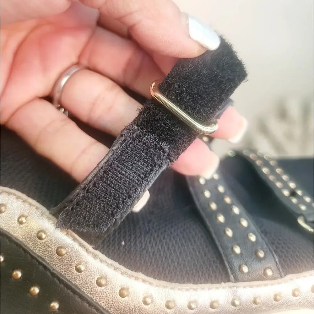 CARVELA Black Kurt Geiger Listen High Top Sock Trainers Studded Buckle Strap 8